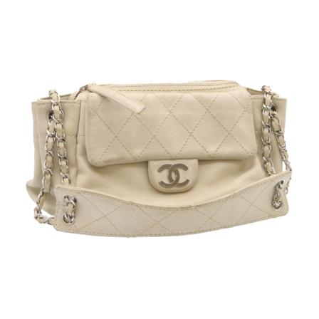 Chanel Vintage, Pre-owned Shoulder bag Beige, Dames, Maat:ONE Size,leer