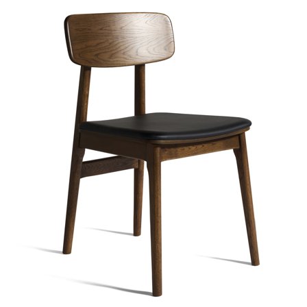 Balo spisebordsstol, røget eg, sort PU læder - 55x46,5x82cm - Komfortabel, holdbar & elegant stol i nordisk design - Perfekt til spisestuen