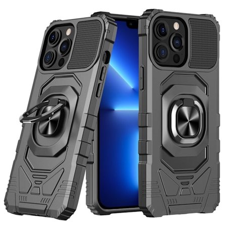 Kestävä kova muovisuojus pehmeällä sisäpuolella ja potkulaudalla iPhone 13 Pro:lle - Musta