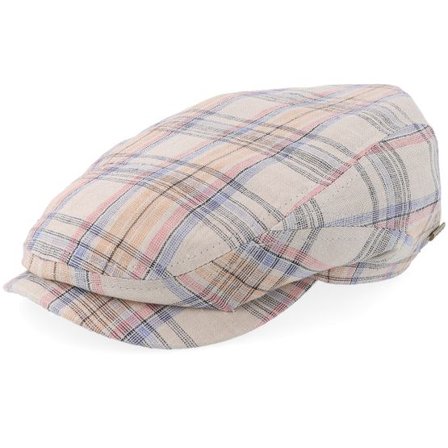 Stetson - Beige flatcap Keps - Driver Cap Linen Check Multicolored Check Flat Cap @ Hatstore