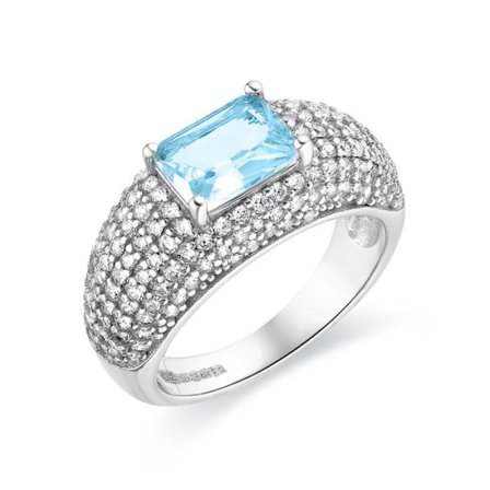 Ring - Luxenter - Tany - Silver 925 - Zircon Aquamarine - Rhodium Plated