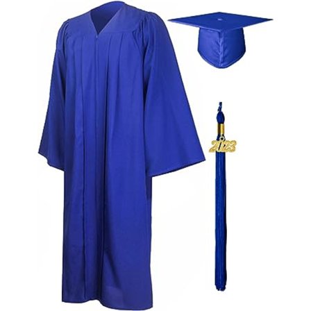 2023 Unisex Voksen Universitets Graduation Kjole og Graduation Hat Bechalor High School Graduation Kjole Royal Blå