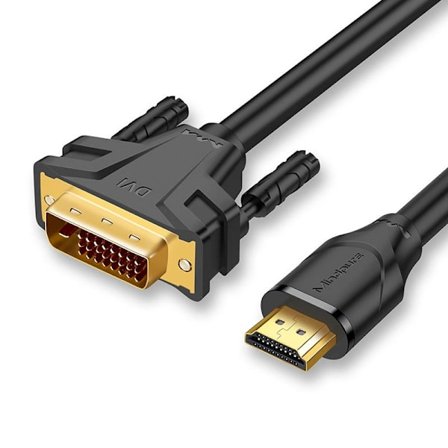 HDMI till DVI-kabel - Högupplöst anslutningskabel för dator, TV och spelkonsoler - Stödjer 1080P upplösning