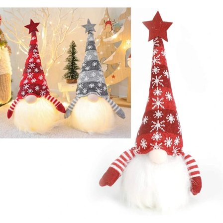 /EA/Jultomte Plyschdocka med LED-lampor, Ansiktslös Docka med K