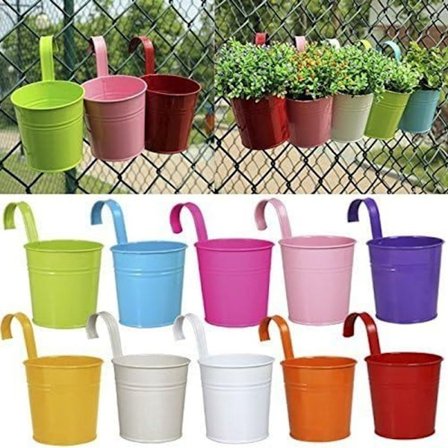 10 stk metall jern hengende blomsterpotter flerfarget