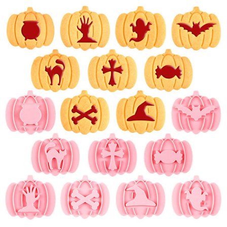 IC 9 stk Halloween Cookie Cutter Set Gresskar Pressbar Cookie Stempel B