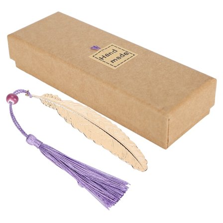 Metallfjäderformade bokmärken Vintage fjäderbokmärken med tofsar Present till läsningLila tofsar
