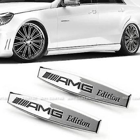 2 X Amg Edition Metal Side Wing Fender Badge Emblem Stickers För Alla Modeller Slr Alla Amgs W176 W204 W205