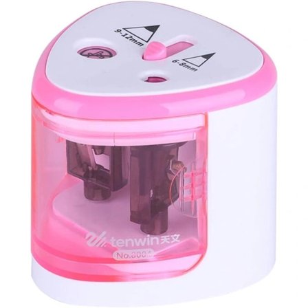 Elektrisk blyantspidser med to huller, effektiv og sikker, pink