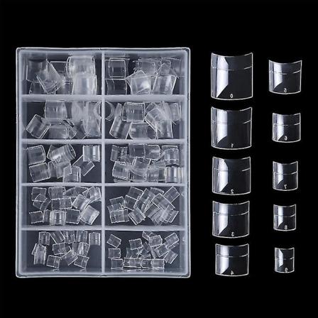 200 stk franske korte stil neglspisser for profesjonelle negleeksperter og elever Transparent