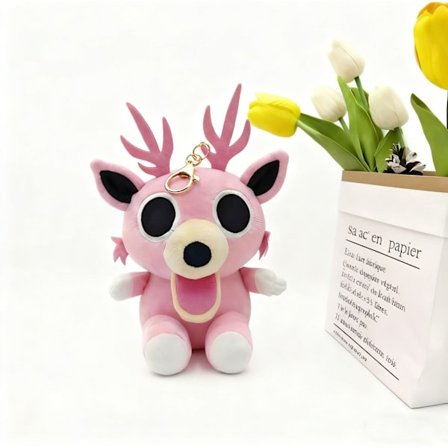 99 Nights in the Forest -pehmoleluavaimenperä | Mini Maskotti Ripustusnukke | Pelihahmo Charm*Pinkki peura-avaimenperä 15c*