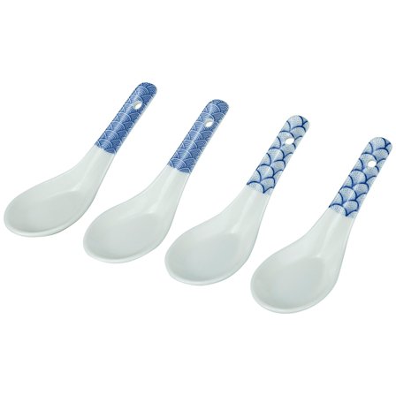 Mareld Akio liten suppeskje 4-pakning, blå/hvit' - 'Blå og hvit