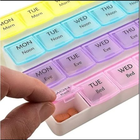 Praktisk pilleæske med 28 rum, stor kapacitet, bærbar til husholdningen