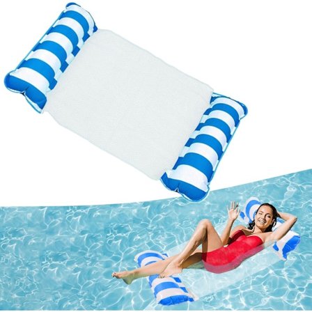 Uppblåsbar badmadrass för pool, 4-i-1 flytande vattenstol (Blå)