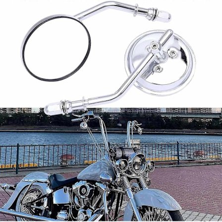 Krom Motorcykel Runda Sportster Speglar Backspegel Kompatibel med Harley Davidson Fatboy Dyna Street Glide Road King Softail-WELLNGS
