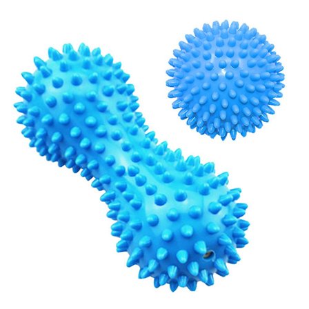 Hieront pallo | 2-osainen siili hieront pallo - vaaleansininen maapähkinäriisi + 7 cm fascia pallo vaaleansininen