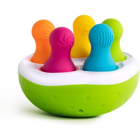 Fat Brain Spinny Pins Baby rullande bowlingkäglor att ställa undan