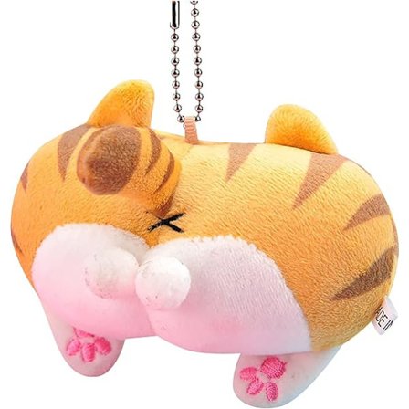 Sød blød fersken hofte katte røv plys legetøj Corgi hund gris røv nøglering taske mode dekoration vedhæng pige etui til