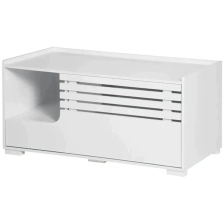 Rootz kattebakke - Kattebakke - Katteskab med 2 hylder - 2-i-1 design magnetisk låge - MDF - Hvid - 90L x 48W x 43,5H cm