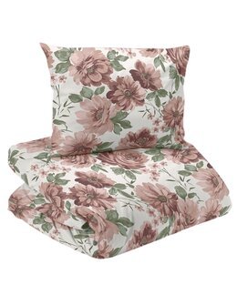 Sengetøj Dagmar med trykt blomstermotiv 2-delt Terracotta