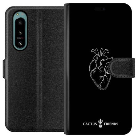 Kompatibelt Plånboksfodral till Sony Sony Xperia 5 IV Kaktus och Vänner - Midnatt Anatomi Hjärta