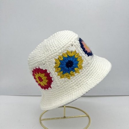 Flower Knitted Fisherman Hat Håndstrikket hule blomsterhue