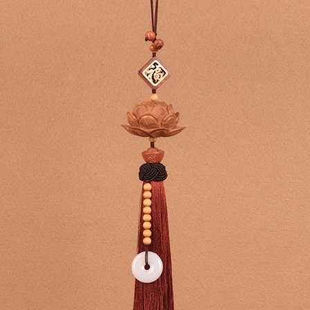 Ferskentræ Lotus Bilhæng Innovative Bagrude Spejl Dekoration Hængende Brun