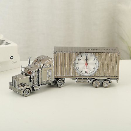 11,8 tum container lastbilsväckarklocka med bogserhuvud, trendig och personlig väckarklocka, studentnattduksbordsklocka, hemväckarklocka - mörkbrun [