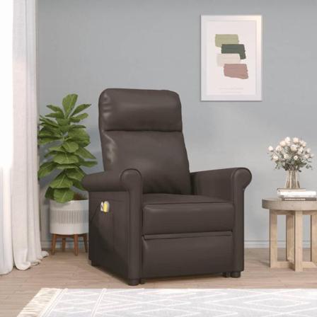 Vidaxl Massagefåtölj Med Uppresningshjälp Brun Konstläder Brun