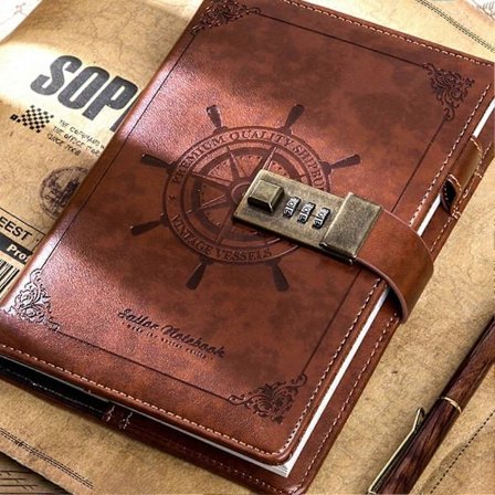 Vintage Dagbog med Lås B6 PU Omslag Retro Notesbog 3-Cifret Adgangskodelås Privat Dagbog Linjerede Sider Skrivegave til Datter...