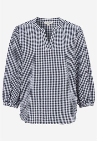 Cellbes of Sweden - Smårutete bluse i seersucker i blå for damer i størrelse 58/60