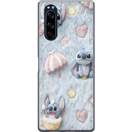 Kompatibelt Mobildeksel til Sony Xperia 5 Broder mønster med hjerter, paraplyer og pastellfarget myk bakgrunn