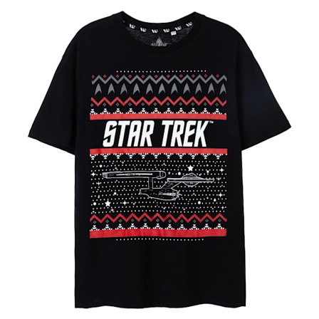 Star Trek Fair Isle Jul T-shirt XL Svart
