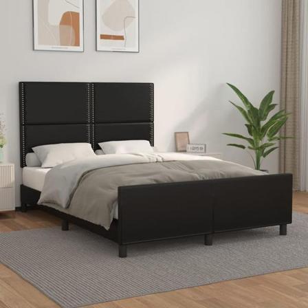 Vidaxl Sängram Med Huvudgavel Svart 140x200 Cm Konstläder Svart