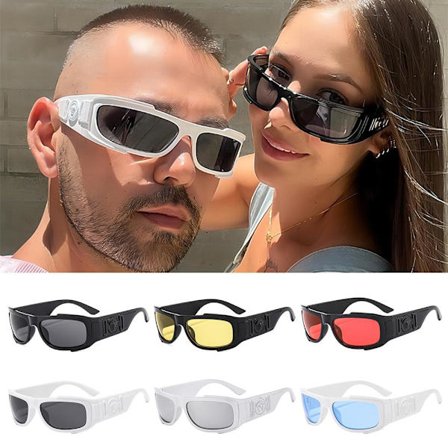 Retro Hip-Hop Solglasögon Rektangulära Solglasögon Breda tempel Punk Shades
