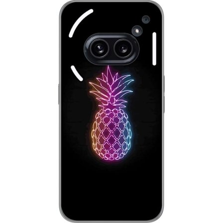 Kompatibelt Mobildeksel til Nothing Phone (2a) Neonlysillustrasjon av ananas i fargerikt lys mot svart bakgrunn