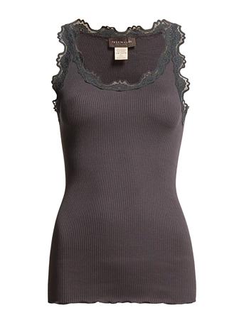 Silk Top W/ Lace Top Ærmeløs Top Lilla Rosemunde