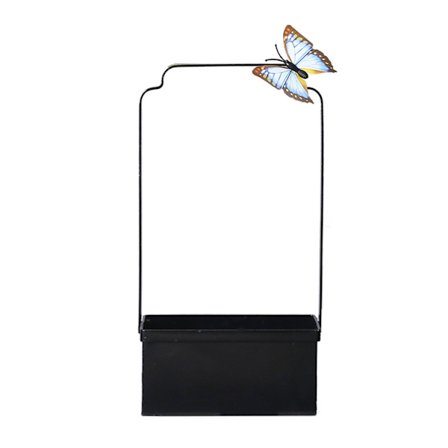 Koristeellinen rautainen kukkaruukku suorakulmainen istutusastia magneettisella perhosella, suorakulmainen kasvien kukkaruukku