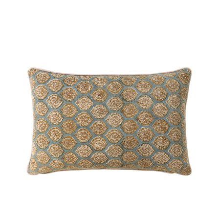 Venetiansk dekorationspude, 40x60 cm, akvaguld bomuld