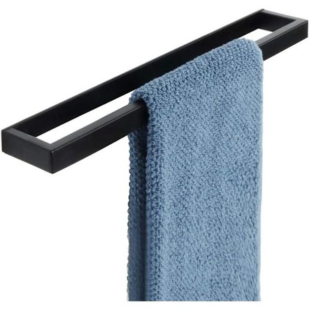 Baderom Håndkleholder uten boring, Limt Håndkle Ring 40CM, Matt Svart Håndkleholder i 304 Rustfritt Stål