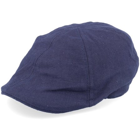 Seeberger - Blå flatcap Keps - Linen-Cotton Blend Fabric Flat Cap @ Hatstore