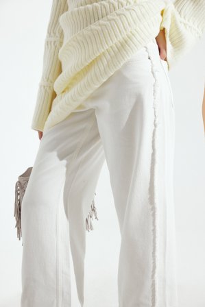 NA-KD Jean effet usé à taille mi-haute et coutures apparentes - Jeans taille mi-haute - Blanc - EU 44