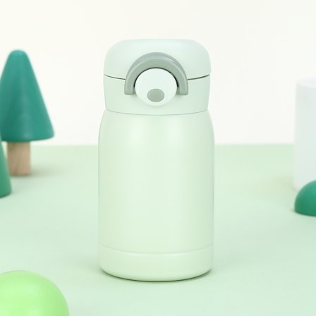 Kapacitet: 350 ml; Lysegrøn - Mini Termokande i Rustfrit Stål 220 ml/350 ml Lommekop Isoleret Termisk Kaffekrus Varmtvandsflaske til Børnegaver