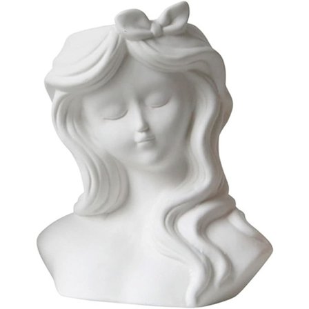 Hjemmedekoration Pige Keramik Vase, 7,8 tommer høj Hvid Hovedvase, Friske Blomster Vase, Tørrede Blomster Vase, Sukkulenter Blomsterpotte, Velegnet 