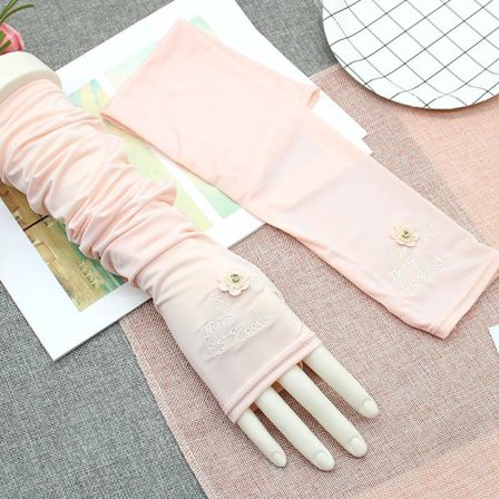 Isärmar, solskydd för kvinnor, is-silkesärmar, tunt armskydd, söt cykling och bilkörning på sommaren, UV-solskydd, lång modell