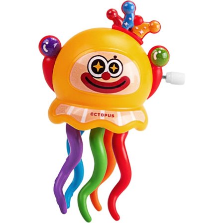 Denne optræksbordlegetøj er en sjov og lærerig blæksprutteformet dekoration, som både drenge og piger vil elske. Den er gul.