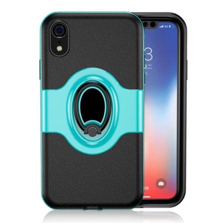 iPhone 9 Sormirengas Jalkatuella Varustettu Kova Muovi Takasuoja Kuori - Cyaani Green