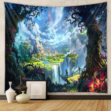 Skovslot Vægtæppe, Psykedelisk Fantasy Gobelin Fairy Wa