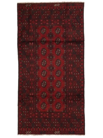 96X194 Tapis D'orient Afghan Fine Noir/Rouge Foncé (Laine, Afghanistan)