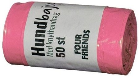 Lupus Hundepose Rosa med håndtak 50 stk